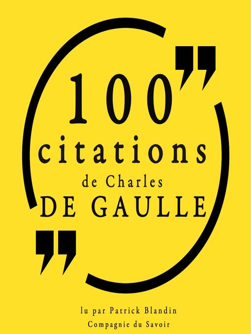 Cover image for 100 citations Charles de Gaulle